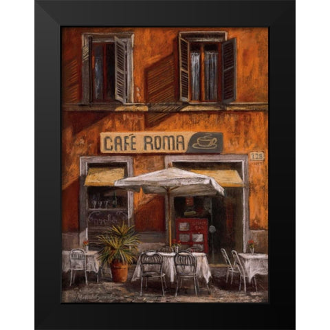 Cafe Roma Black Modern Wood Framed Art Print by Surridge, Malcolm