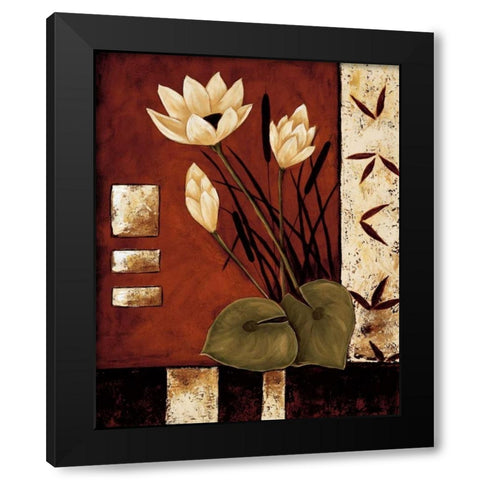 Lotus Silhouette I Black Modern Wood Framed Art Print with Double Matting by Sewell, Krista