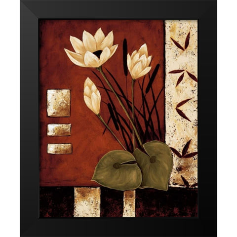 Lotus Silhouette I Black Modern Wood Framed Art Print by Sewell, Krista