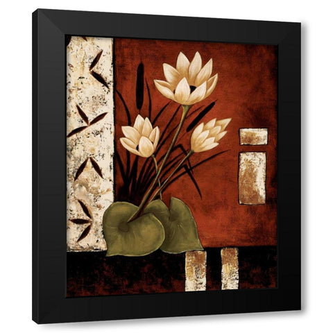Lotus Silhouette II Black Modern Wood Framed Art Print with Double Matting by Sewell, Krista