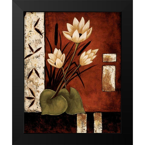 Lotus Silhouette II Black Modern Wood Framed Art Print by Sewell, Krista