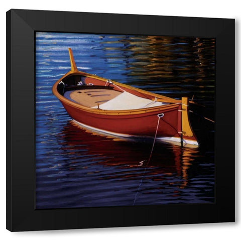 Piccolo Barca Rossa Black Modern Wood Framed Art Print with Double Matting by Swimm, Tom