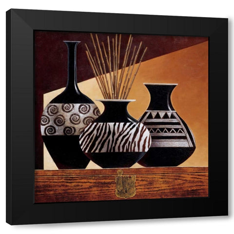 Patterns in Ebony I Black Modern Wood Framed Art Print with Double Matting by Mallett, Keith