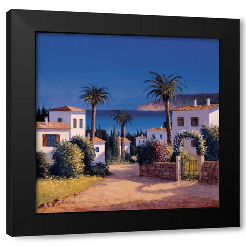 Mediterranean Morning Shadows II Black Modern Wood Framed Art Print with Double Matting by Short, David