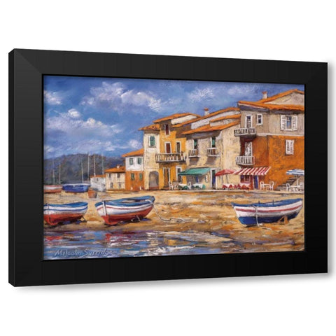 Waters Edge Black Modern Wood Framed Art Print with Double Matting by Surridge, Malcolm