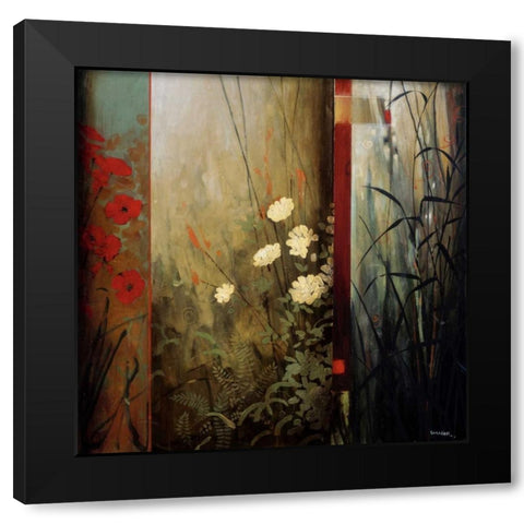 Rainforest Poppies Black Modern Wood Framed Art Print with Double Matting by Li-Leger, Don