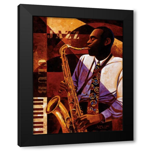 Jazz Club Black Modern Wood Framed Art Print with Double Matting by Mallett, Keith
