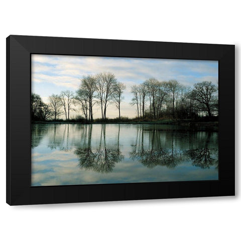 Frozen Reflection Black Modern Wood Framed Art Print with Double Matting by Harris, Derek