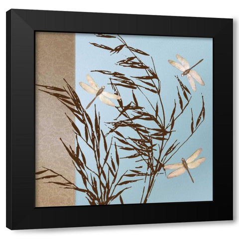 Dragonflies Black Modern Wood Framed Art Print by Gold, Caroline