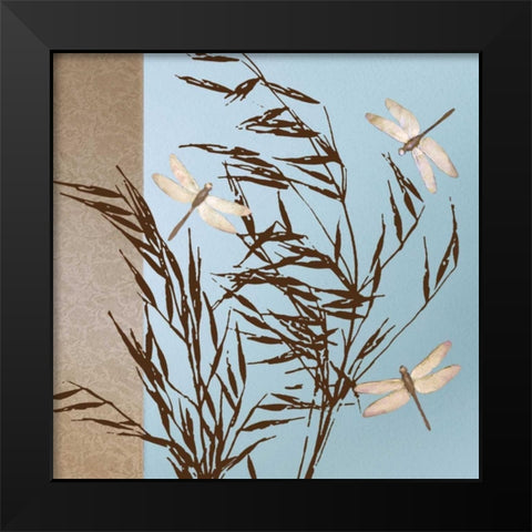 Dragonflies Black Modern Wood Framed Art Print by Gold, Caroline