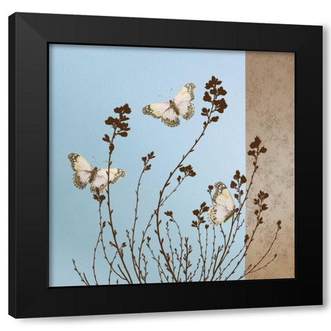 Butterflies Black Modern Wood Framed Art Print with Double Matting by Gold, Caroline