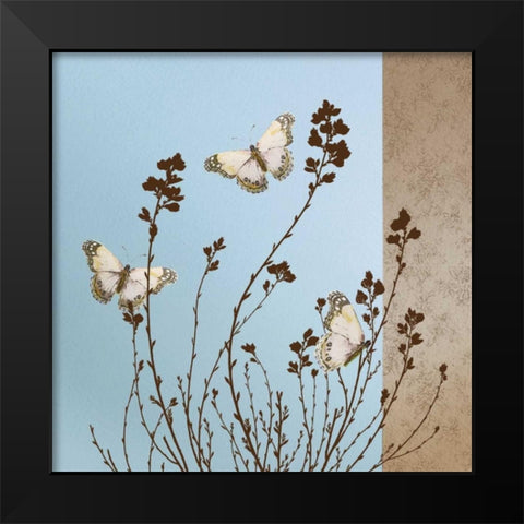 Butterflies Black Modern Wood Framed Art Print by Gold, Caroline