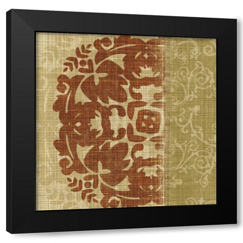 Linen Spice Black Modern Wood Framed Art Print by Venter, Tandi