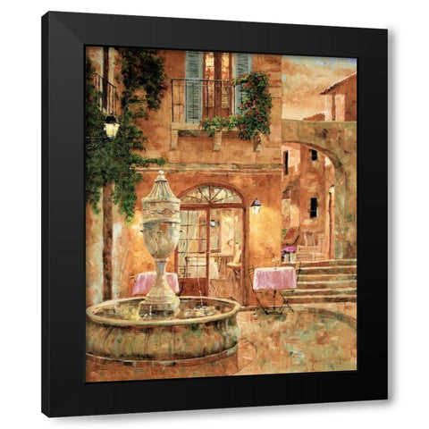 Evening at the Fountain Black Modern Wood Framed Art Print with Double Matting by Archambault, Gilles