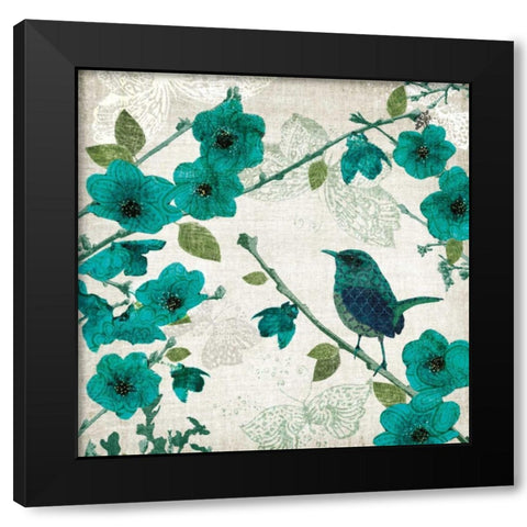 Birds and Butterflies I Black Modern Wood Framed Art Print with Double Matting by Venter, Tandi