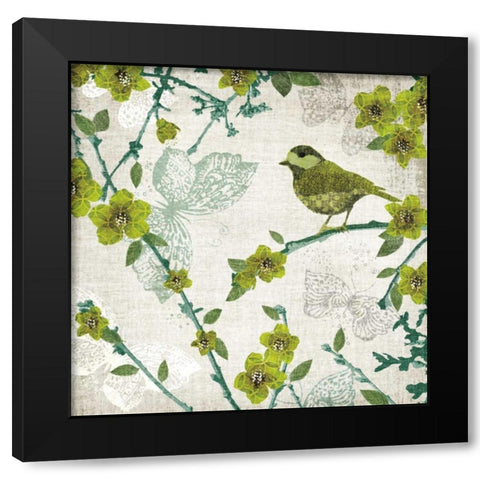 Birds and Butterflies II Black Modern Wood Framed Art Print with Double Matting by Venter, Tandi