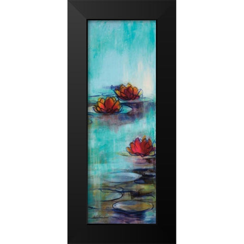 Aqua Lotus II Black Modern Wood Framed Art Print by Parker, Karen Lorena