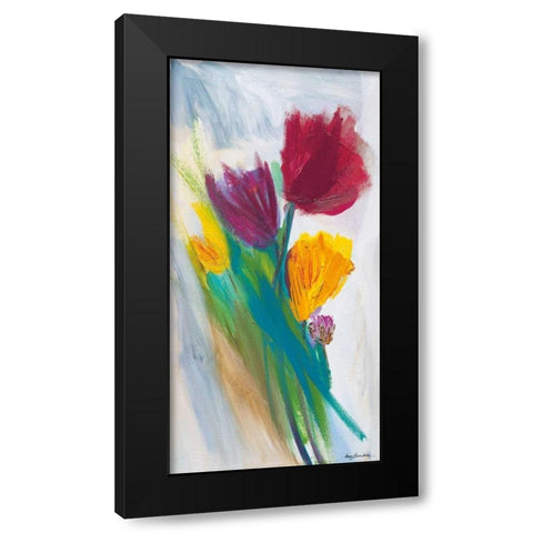 Bright Tulip Bunch II Black Modern Wood Framed Art Print with Double Matting by Parker, Karen Lorena