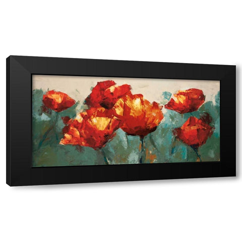 Poppies On Slate Black Modern Wood Framed Art Print by Colbert, Peter