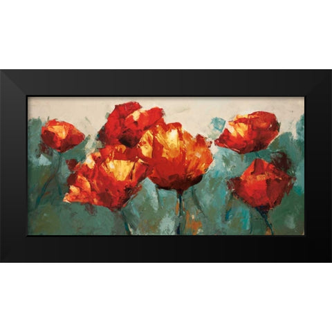 Poppies On Slate Black Modern Wood Framed Art Print by Colbert, Peter
