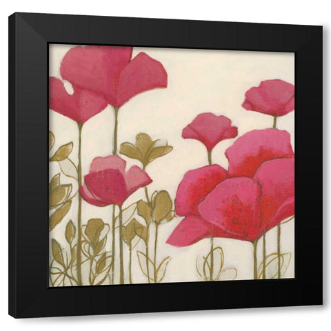 Ladybug Flowers I Black Modern Wood Framed Art Print with Double Matting by MARIA