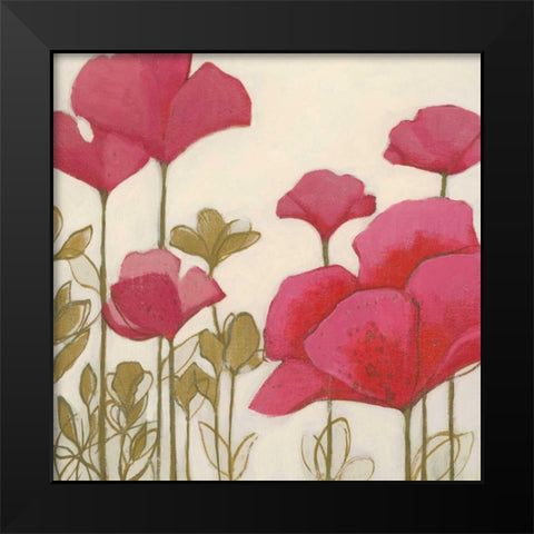 Ladybug Flowers I Black Modern Wood Framed Art Print by MARIA