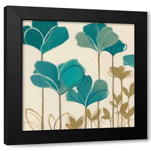 Ladybug Flowers II Black Modern Wood Framed Art Print with Double Matting by MARIA
