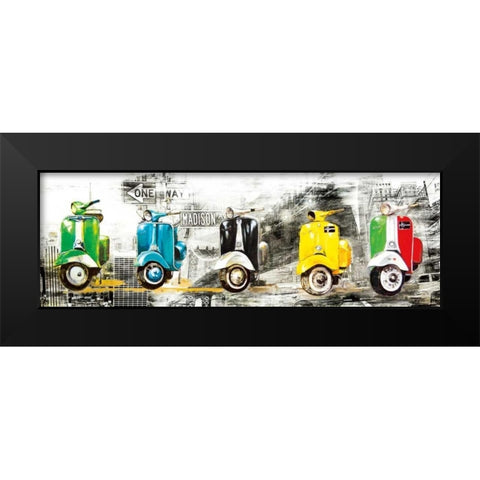Get Your Mopeds Running Black Modern Wood Framed Art Print by Sola, Bresso