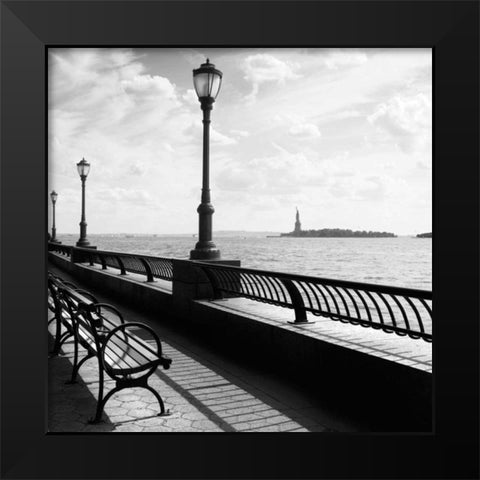 Liberty Bench Black Modern Wood Framed Art Print by Craig, Jordan