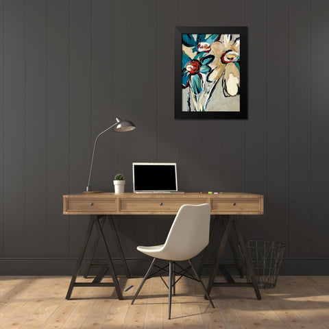 Blooming Blue II Black Modern Wood Framed Art Print by Maritz, Angela