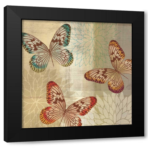 Tropical Butterflies II Black Modern Wood Framed Art Print by Venter, Tandi