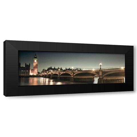 London Lights Black Modern Wood Framed Art Print with Double Matting by Frank, Assaf