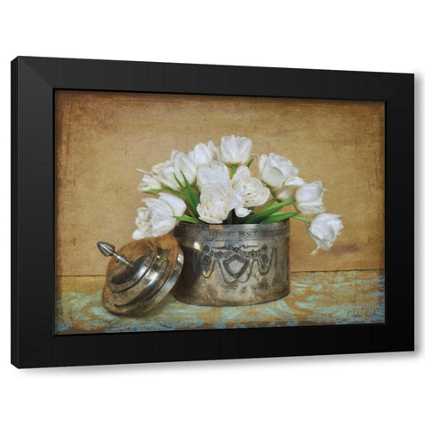 Vintage Tulips II Black Modern Wood Framed Art Print with Double Matting by Atria, Cristin