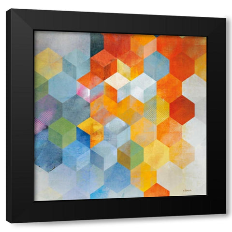 Cubitz I Black Modern Wood Framed Art Print with Double Matting by NOAH