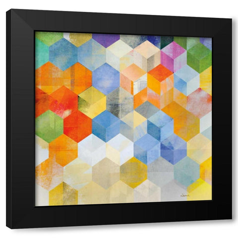 Cubitz II Black Modern Wood Framed Art Print with Double Matting by NOAH