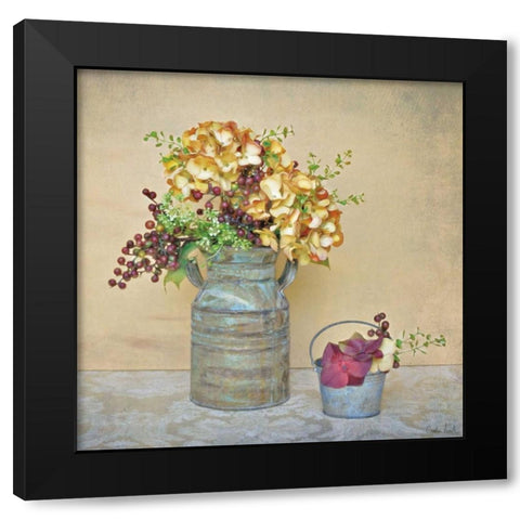 Caramel Hydrangeas Black Modern Wood Framed Art Print with Double Matting by Atria, Cristin