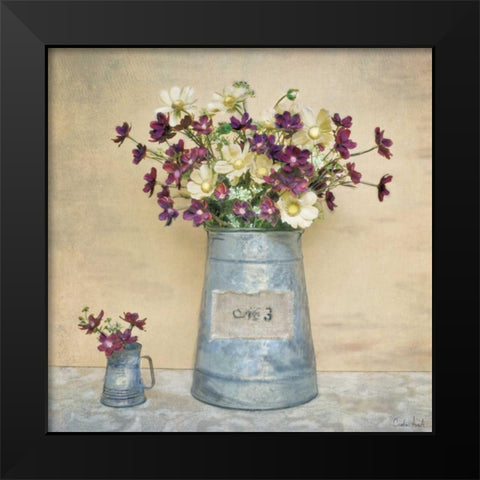 Plum Daisies Black Modern Wood Framed Art Print by Atria, Cristin