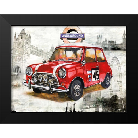 British Car Black Modern Wood Framed Art Print by Sola, Bresso