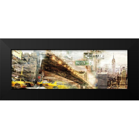 Collage Moments Black Modern Wood Framed Art Print by Sola, Bresso