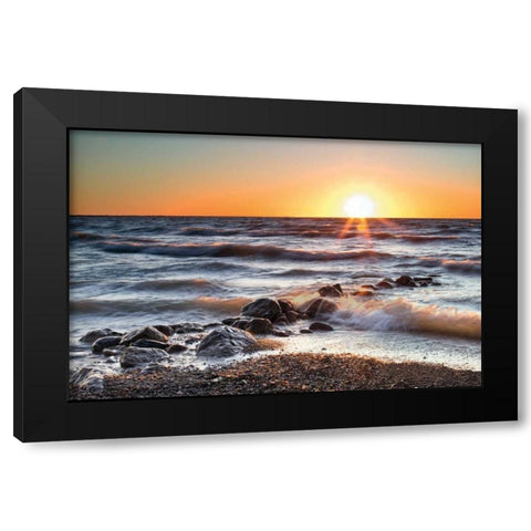 Sunset at Blue Point Black Modern Wood Framed Art Print with Double Matting by Bellyk, Daniel J.