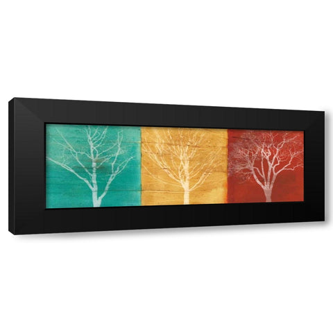 Fallen Leaves Black Modern Wood Framed Art Print by Fontaine, Stephane