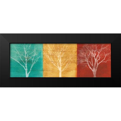 Fallen Leaves Black Modern Wood Framed Art Print by Fontaine, Stephane