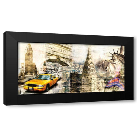 Downtown New York Black Modern Wood Framed Art Print by Sola, Bresso