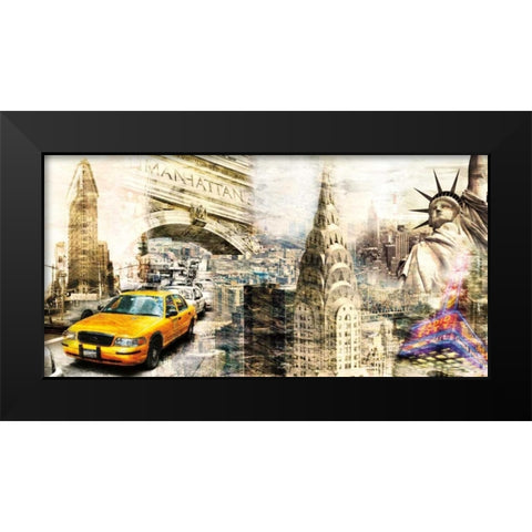Downtown New York Black Modern Wood Framed Art Print by Sola, Bresso