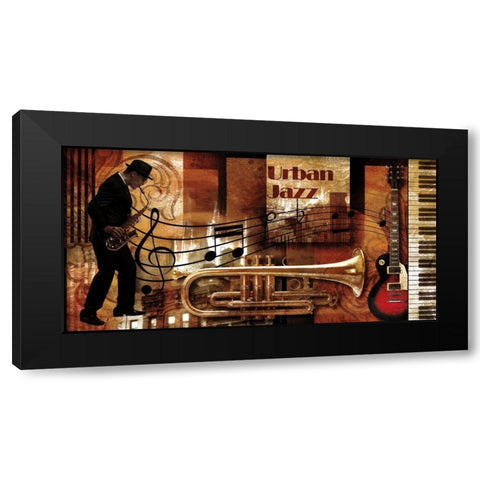 Urban Jazz Black Modern Wood Framed Art Print by Robert , Paul