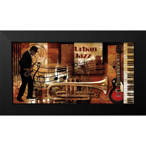 Urban Jazz Black Modern Wood Framed Art Print by Robert , Paul