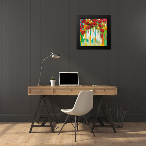 Poppies Glowing Black Modern Wood Framed Art Print by Brooks, Amanda J.