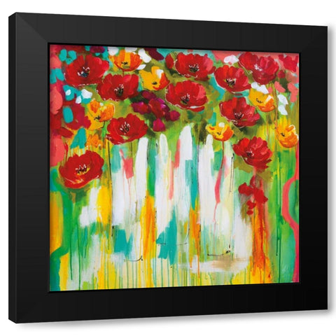 Poppies Glowing Black Modern Wood Framed Art Print with Double Matting by Brooks, Amanda J.