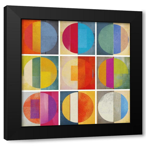 Pattern Tiles I Black Modern Wood Framed Art Print by NOAH