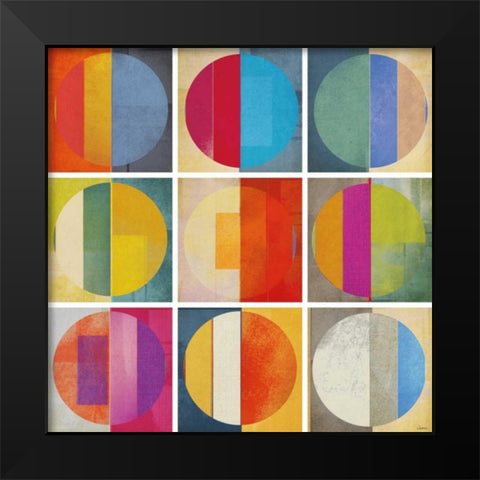 Pattern Tiles I Black Modern Wood Framed Art Print by NOAH